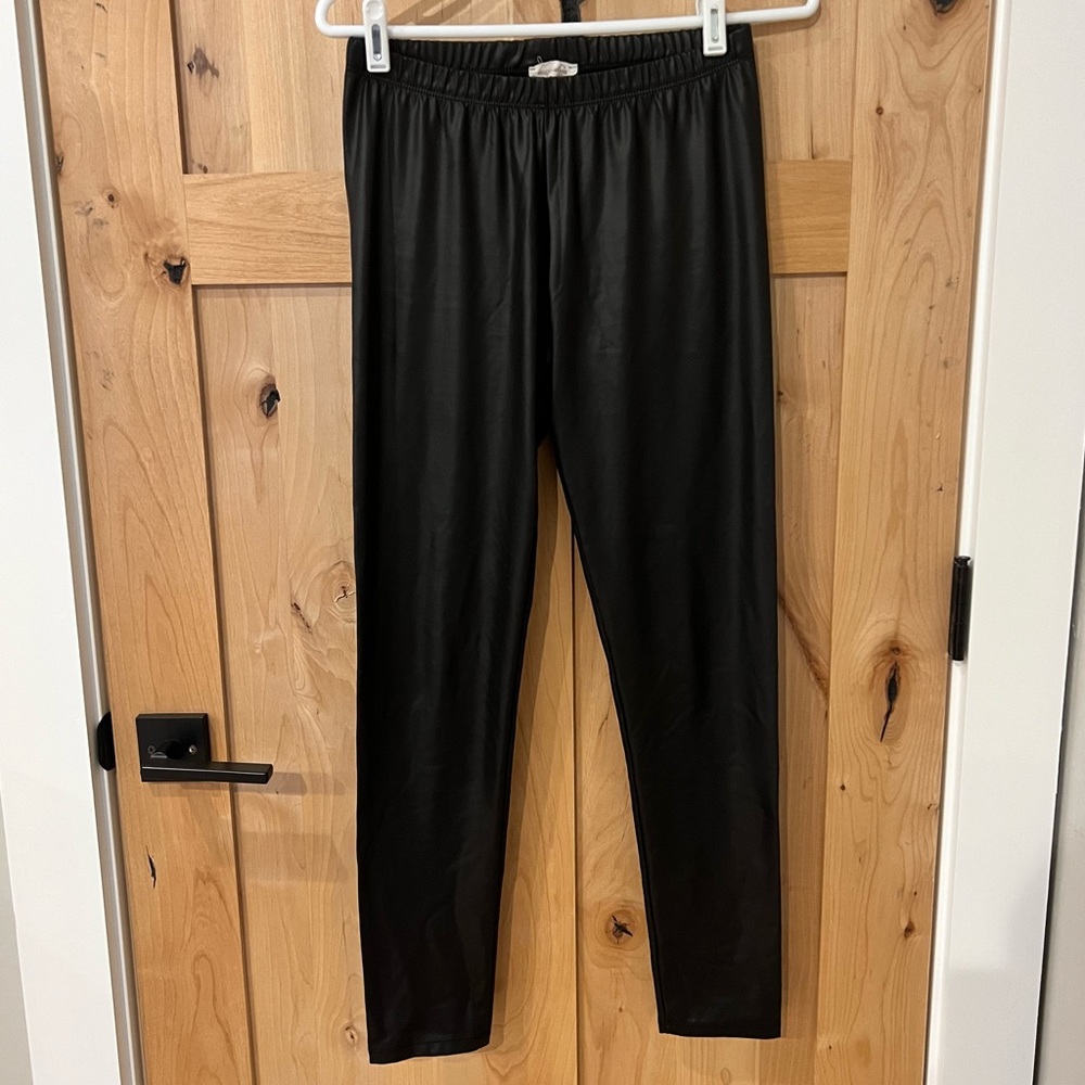 Black Faux Leather Leggings size M